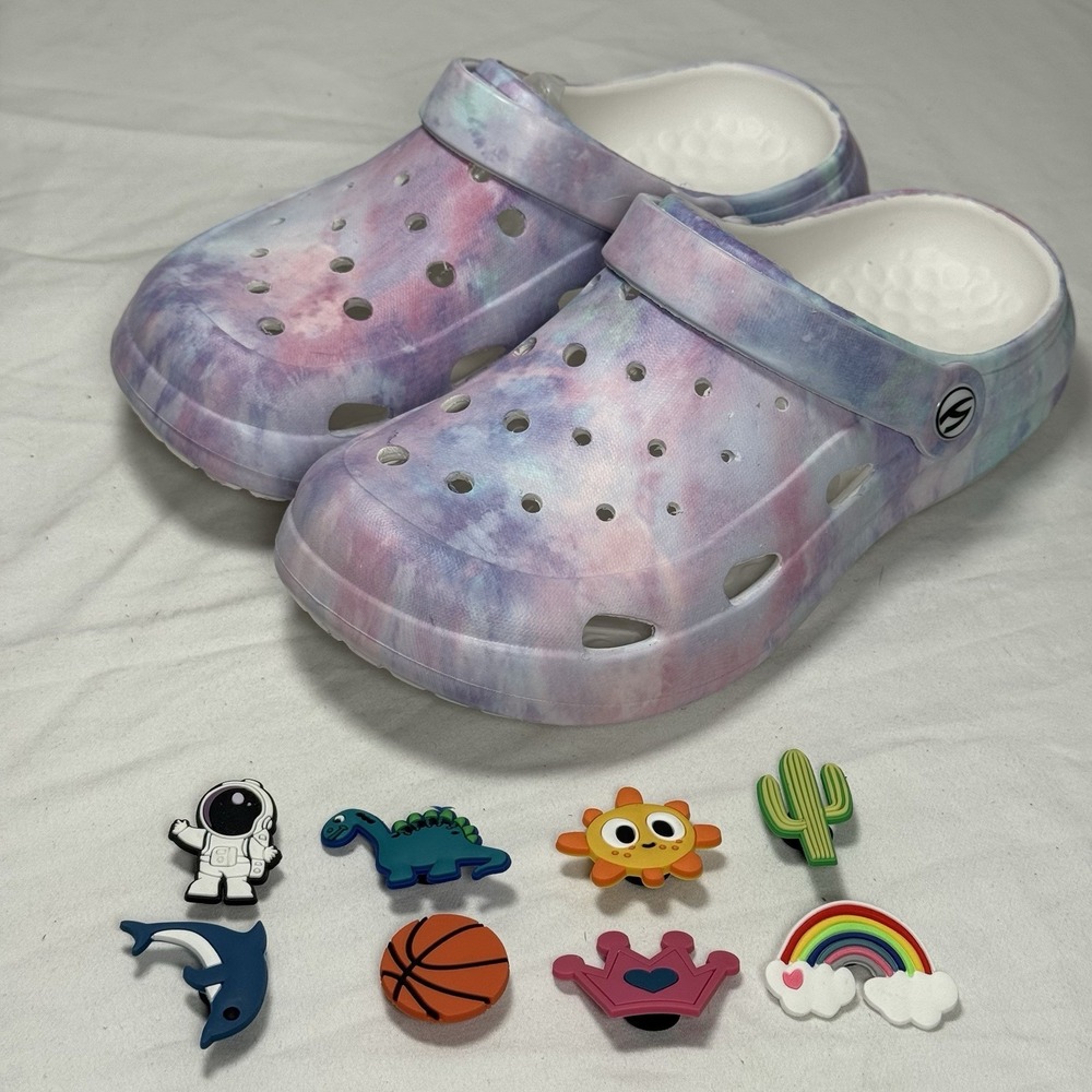 Kids Tie Dye Clogs Slides Sandals Size US 4 EU 35 Slip On Lightweight Comfort